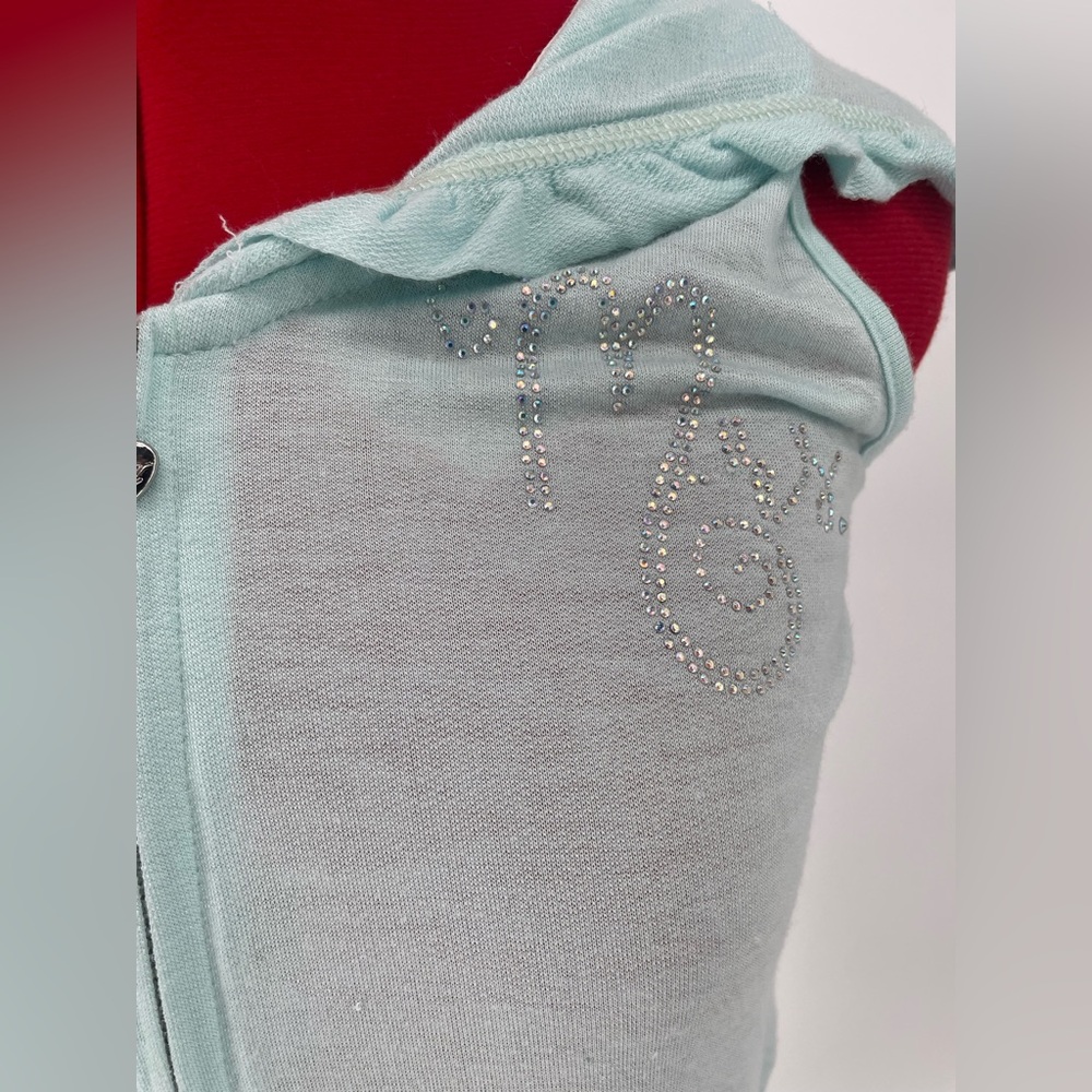 Betsey Johnson Baby Blue Hooded Bridal Romper With Bedazzles “MRS” - Picture 7 of 16